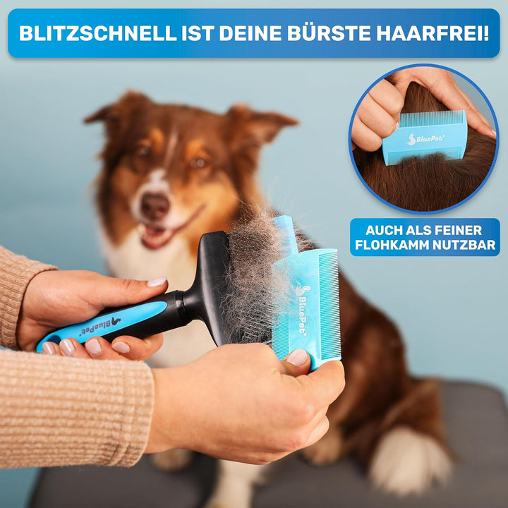 BluePet ZupfZeug Pro Professionelle Hundebürste Langhaar, Flexible Zupfbürste für Hunde &amp; Katzen I E