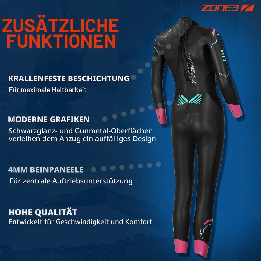 Zone3 Agile Neoprenanzug Damen schwarz