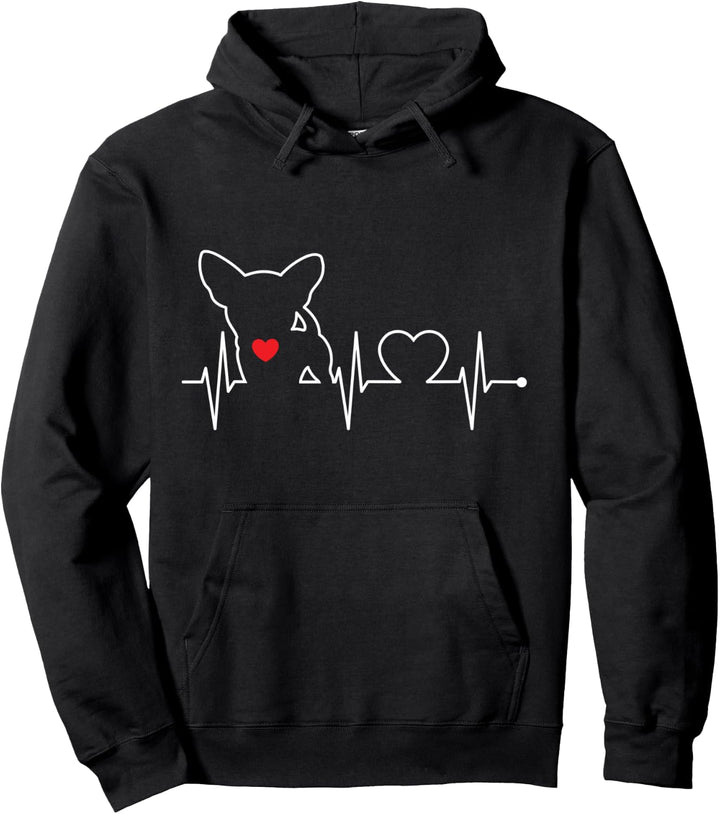 Lustiges süsses Chihuahua-Hund, Herzschlag-Design Pullover Hoodie