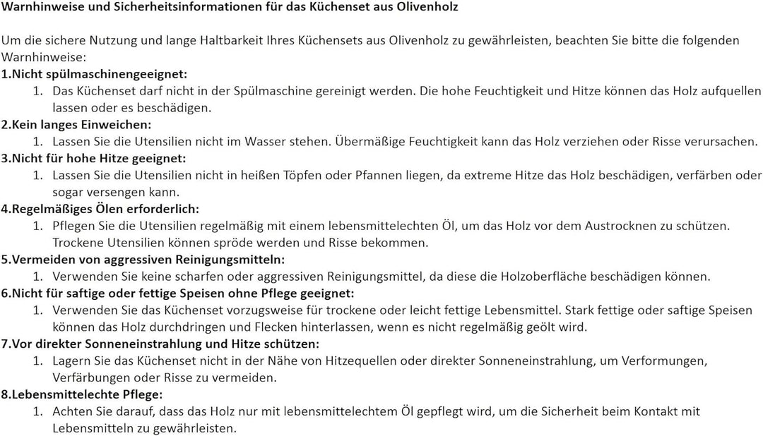 D.O.M. Küchenset aus Olivenholz 6tlg.