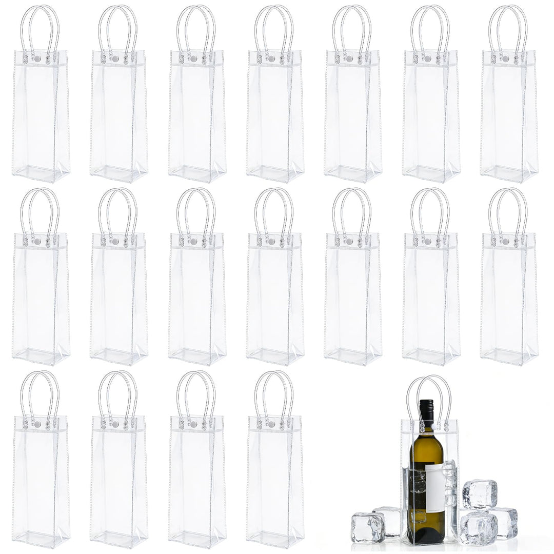 18 Stück Flaschenkühler Ice Bag: 10*25*10cm Transparent Sektkühler, PVC Eisbeutel Flaschenkühler, ,