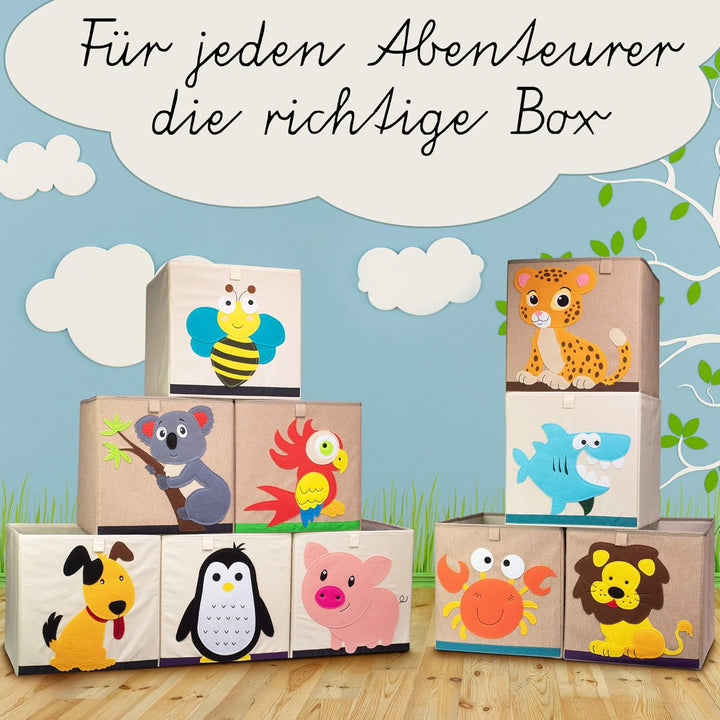 LIFENEY Aufbewahrungsbox mit Pinguin Motiv I Spielzeugbox mit Tiermotiv passend für Würfelregale I O