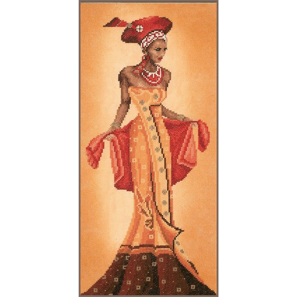 Lanarte Zählmusterpackung Afrikanische Mode I Kreuzstichpackung, Baumwolle, Mehrfarbig, 20 x 40 x 0.