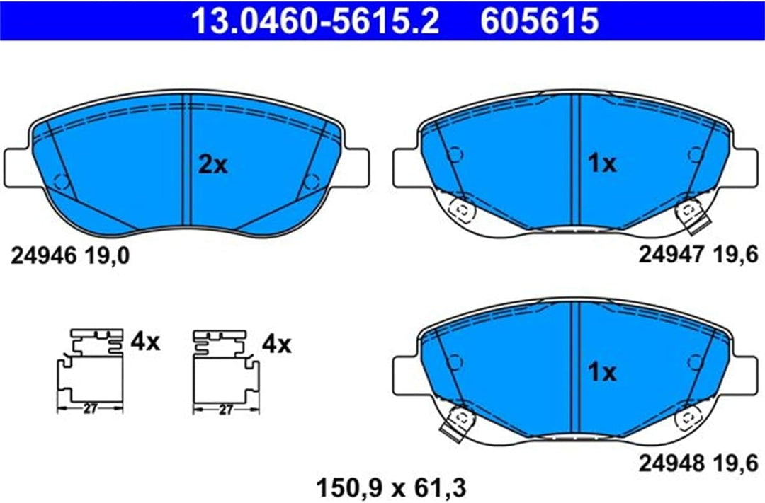 ATE 13.0460-5615.2 Bremsbelagsatz, Scheibenbremse