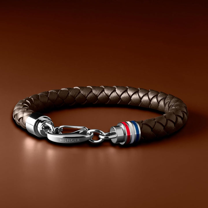 Tommy Hilfiger Jewelry Geflochtenes Lederarmband für Herren - Erhältlich aus Braune oder Schwarze Fa