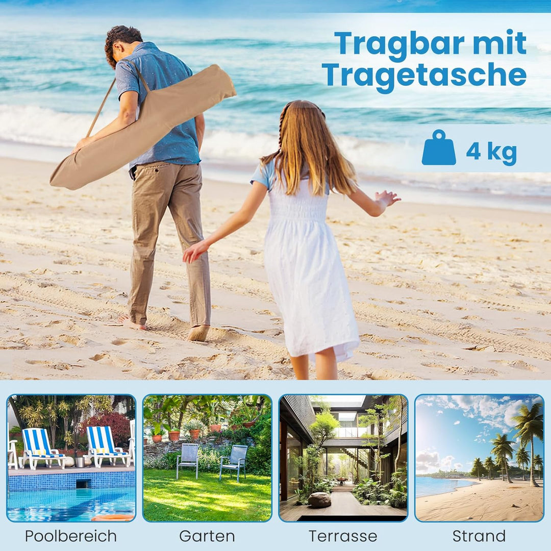 GOPLUS Sonnenschirm Hawaii, Ø 175 cm Strohschirm mit Ständer, Strandschirm Stroh um 30° knickbar, Te