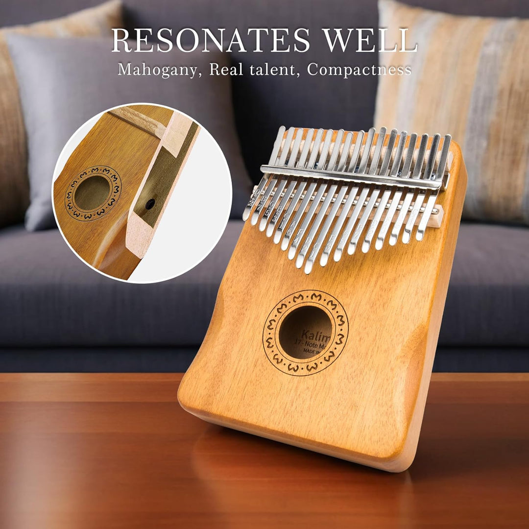 Kalimba Daumenklavier 17 Tasten, Fingerpiano Mbira Tragbare Musikinstrumente für Erwachsene Anfänger