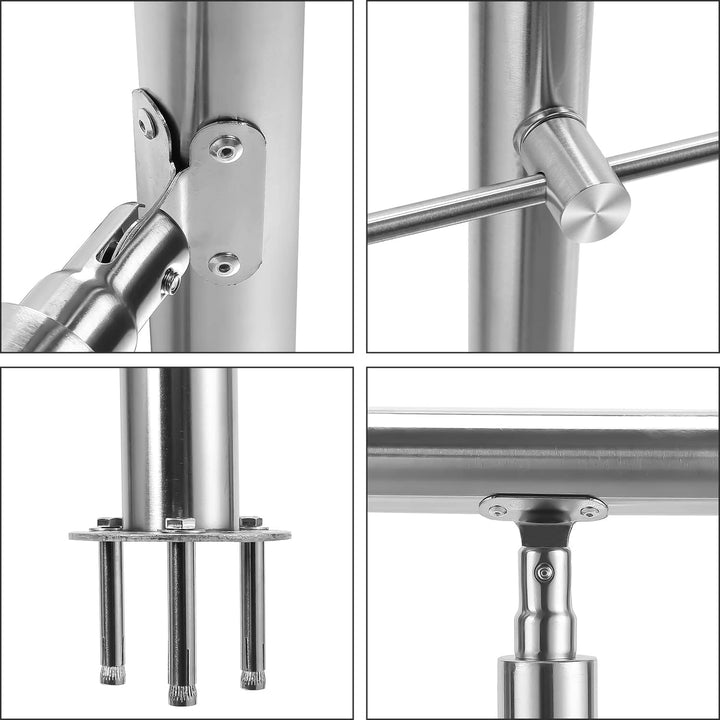 Lospitch Edelstahl-Handlauf Geländer für Balkon Brüstung Treppen mit/ohne Querstreben (150cm, 2 Quer