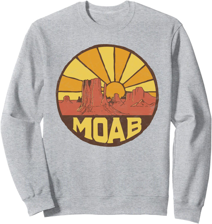 Retro Moab, Utah - Vintage Desert Sunset 80s Graphic Sweatshirt