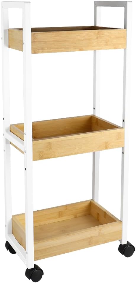 LANTUS Aufbewahrungswagen, 4 Ebenen, Rollwagen, Spanplatte, mit Bremse, obere Schublade, Regale, für