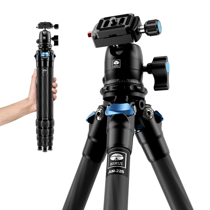 SIRUI AM-225+B-00K Carbon Kamera Reise Stativ, 127,3cm leichtes Kamerastativ Reisestativ Dreibein-St