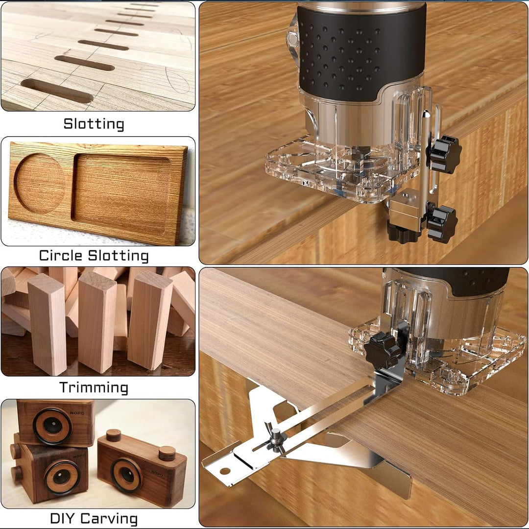 Holzfräse Oberfräse, Einhandfräse Kantenfräse Holz Fräse Multifunktionsfräse 30000R/MIN 800W + 15 St