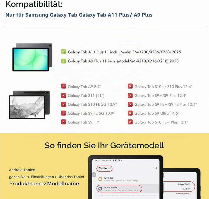 INFILAND Hülle für Samsung Galaxy Tab A11+/A9+11 Zoll (2023/2025),Glitzernde Schutzhülle mit funkeln