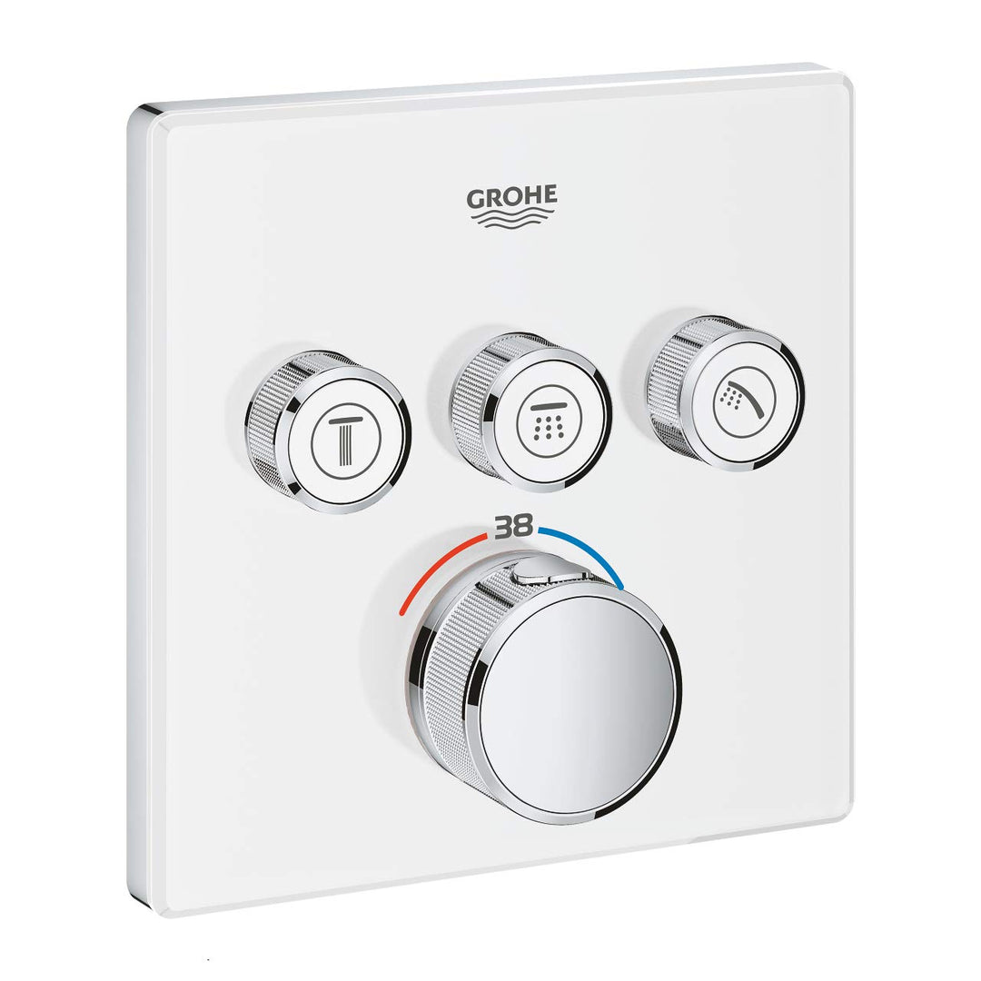 GROHE Grohtherm SmartControl | Brause- & Duschsystem - Thermostat mit 3 Absperrventilen | moon white