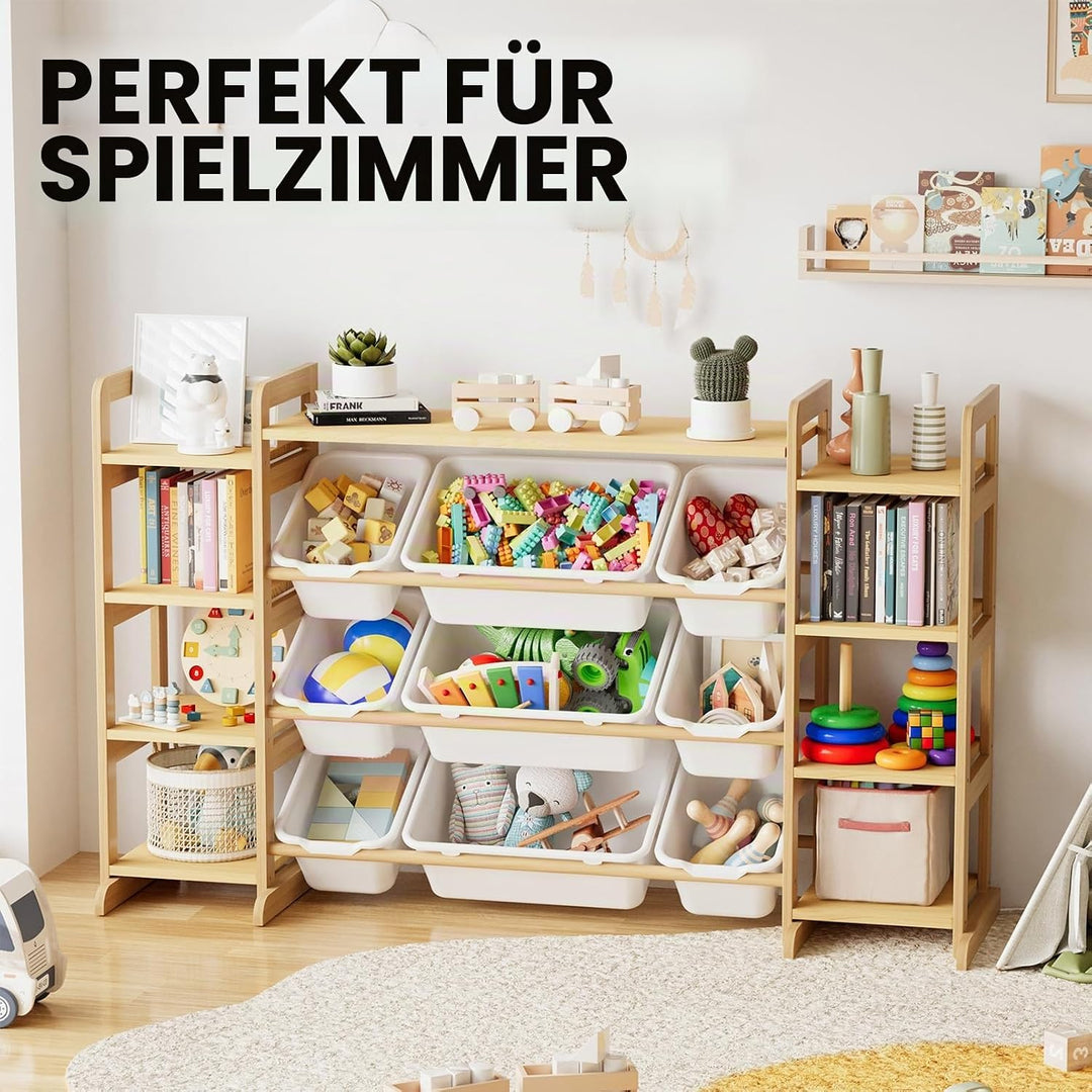 SpaceAid Grosser Spielzeug-Organizer, 9 Regale, 9 Behälter, Spielzeug-Organizer, Bücherregal, Kinder