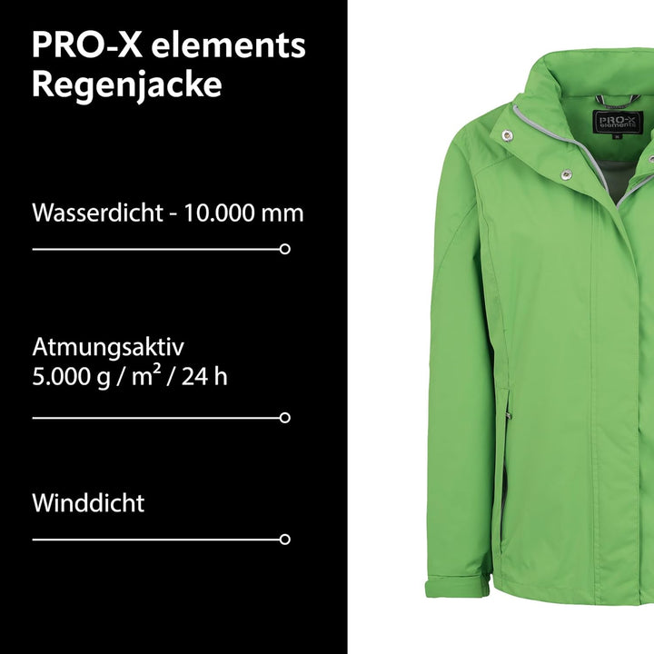 PRO-X elements Damenjacke CARRIE I Damen Regenjacke mit verschweissten Nähten, Unterarmbelüftung ink