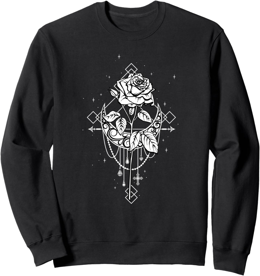 Okkult Mond Rose Gothic Hexe Wicca Goth Sweatshirt