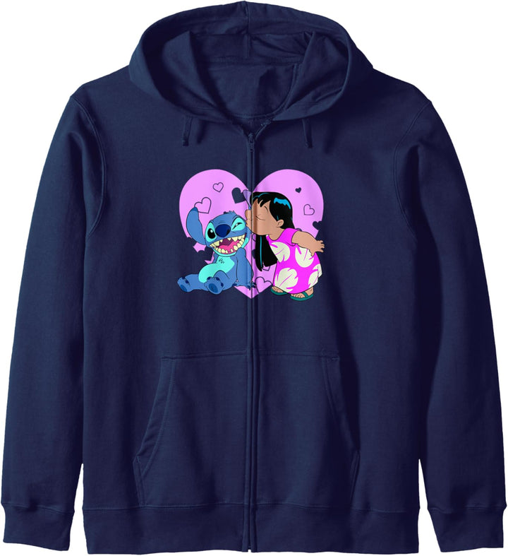 Disney Lilo &amp; Stitch Valentinstag Lilo Heart Kiss Kapuzenjacke