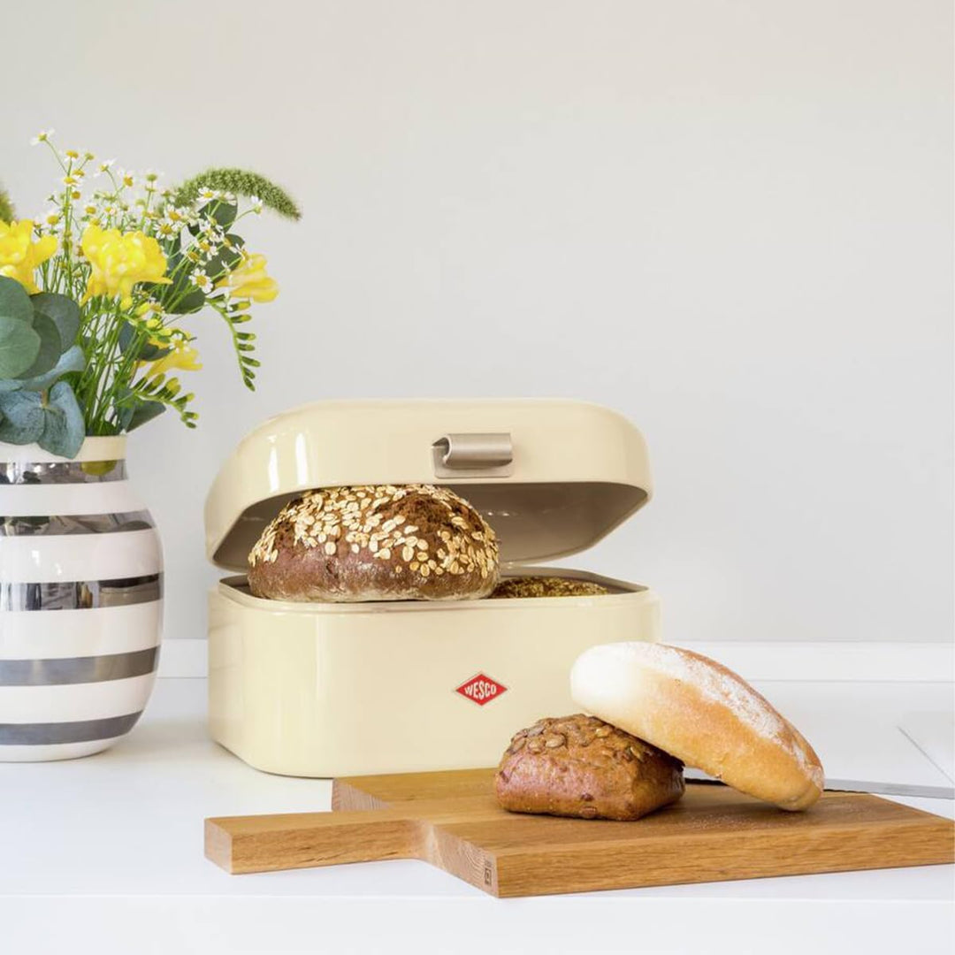 WESCO Single Grandy Brotkasten in der Farbe grau, pulverbeschichtetes Stahlblech, Lüftungslöcher und