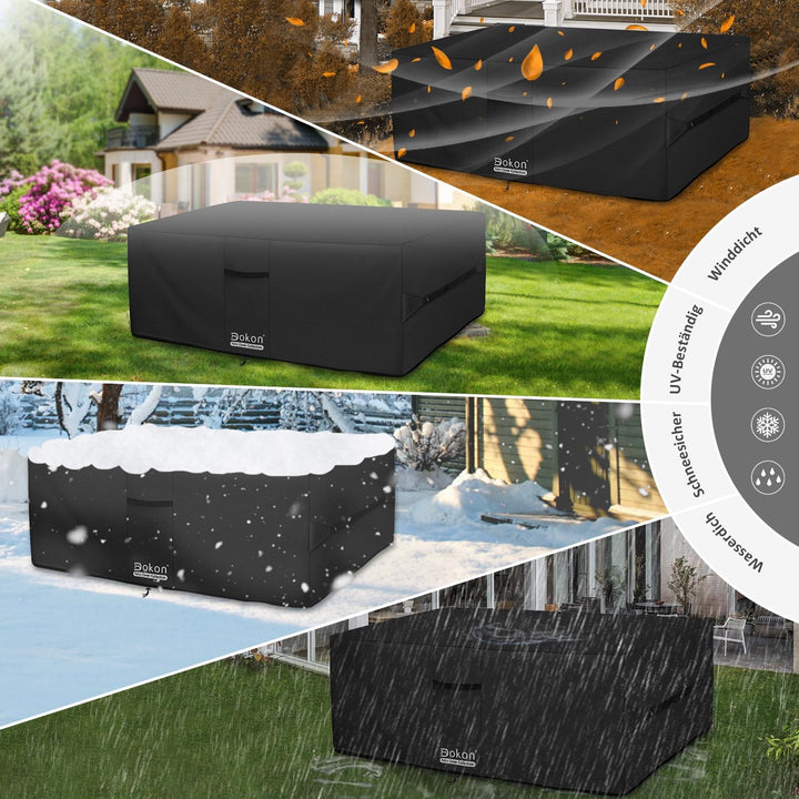 Dokon Abdeckung für Gartenmöbel Wasserdicht, 200x160x74cm, Gartentisch Schutzhülle mit Belüftungsöff