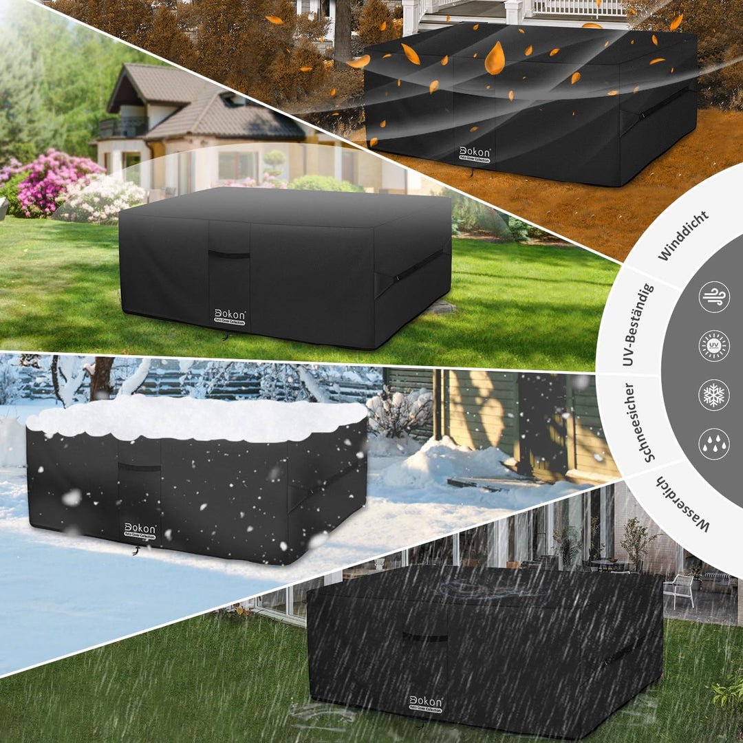 Dokon Abdeckung für Gartenmöbel Wasserdicht, 300x200x90cm, Gartentisch Schutzhülle mit Belüftungsöff