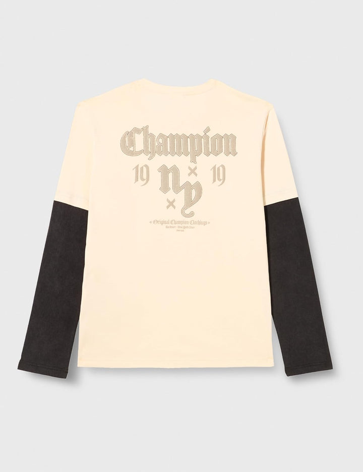 Champion Herren Langarmshirt S Beige Chiaro/Nero, S Beige Chiaro/Nero