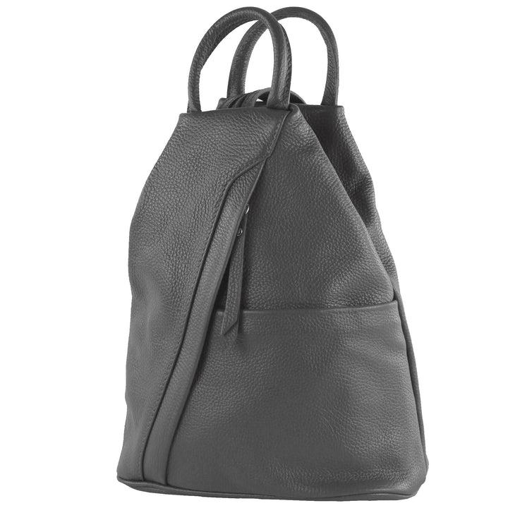 modamoda de T180 Damen Leder Rucksack Handtasche 2-in-1, handmade in Italy Graphitgrau, Graphitgrau
