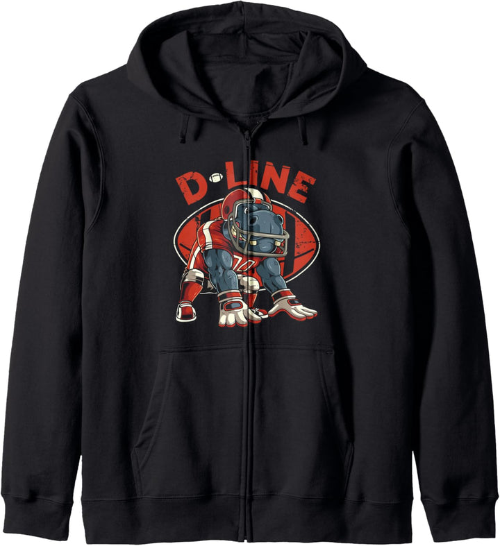Verteidigungslinie D-Linie Hippo Football D Lineman Kapuzenjacke