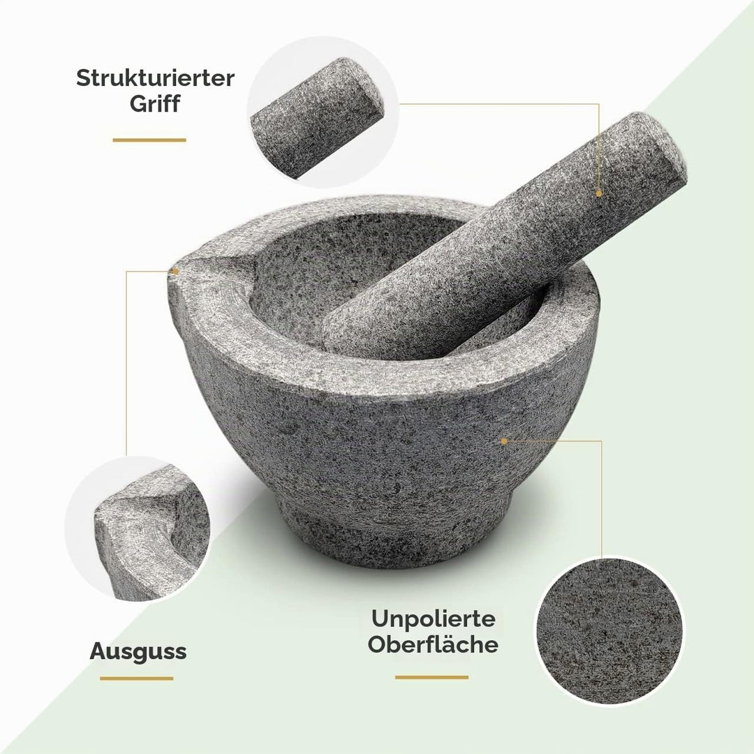 Silk Route Home Stössel und Mörser aus Granit mit Ausguss, Granit