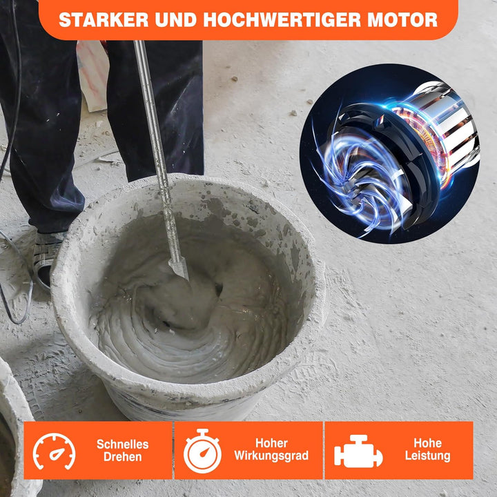 Betonmischer Rührwerk,1700 U/min Elektrischer Gipsmischer,Rührwerk mit 6 Geschwindigkeiten einstellb