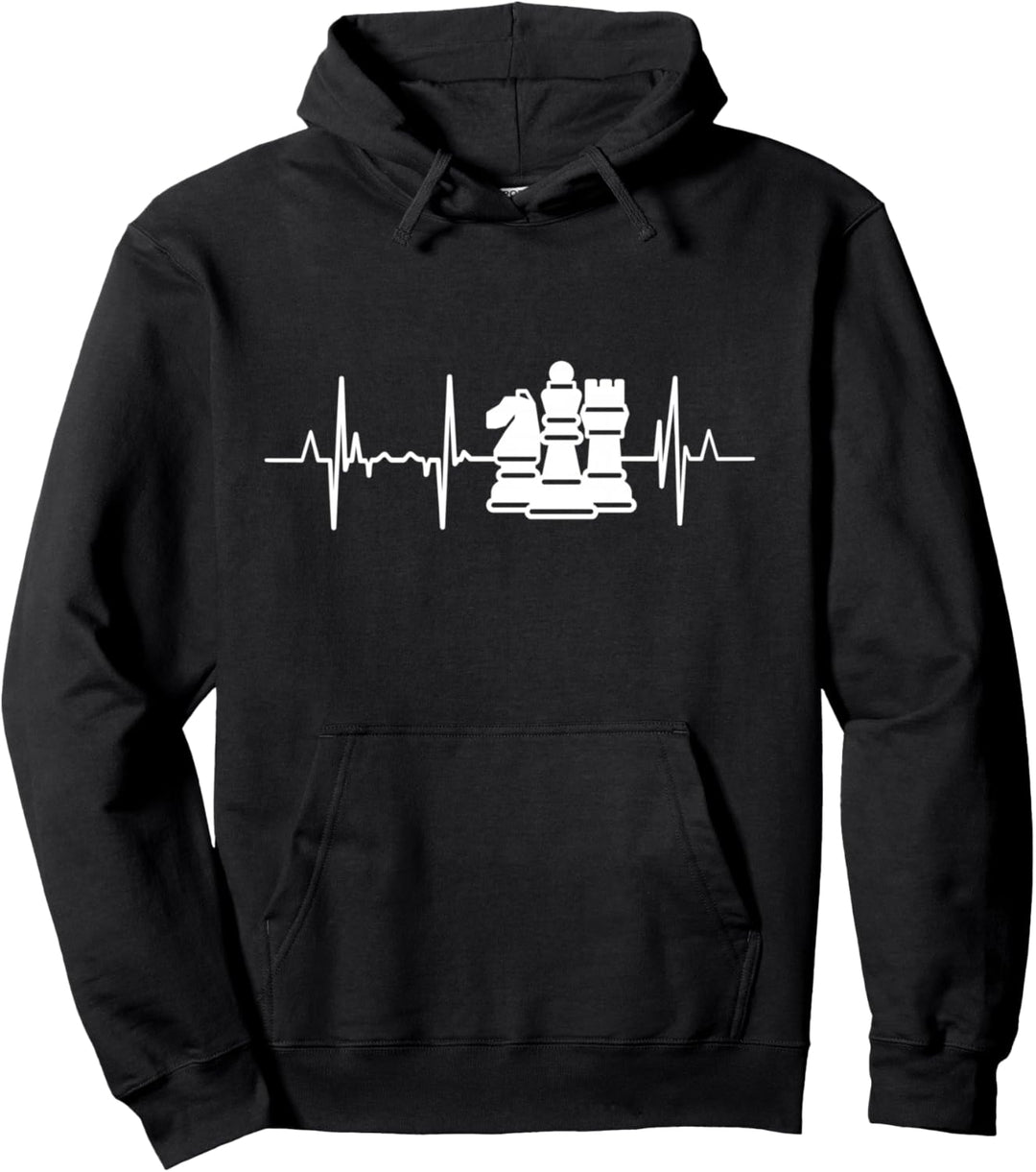 Schach Herzschlag Schachfiguren Herzlinie Schachspieler Pullover Hoodie