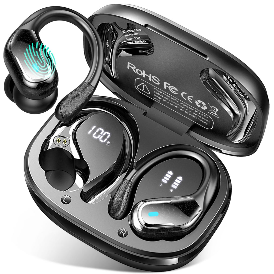 Rulefiss Bluetooth 5.4 Kopfhörer Sport, 75Std HiFi-Stereo Kopfhörer Kabellos Bluetooth, IP-X8 Wasser