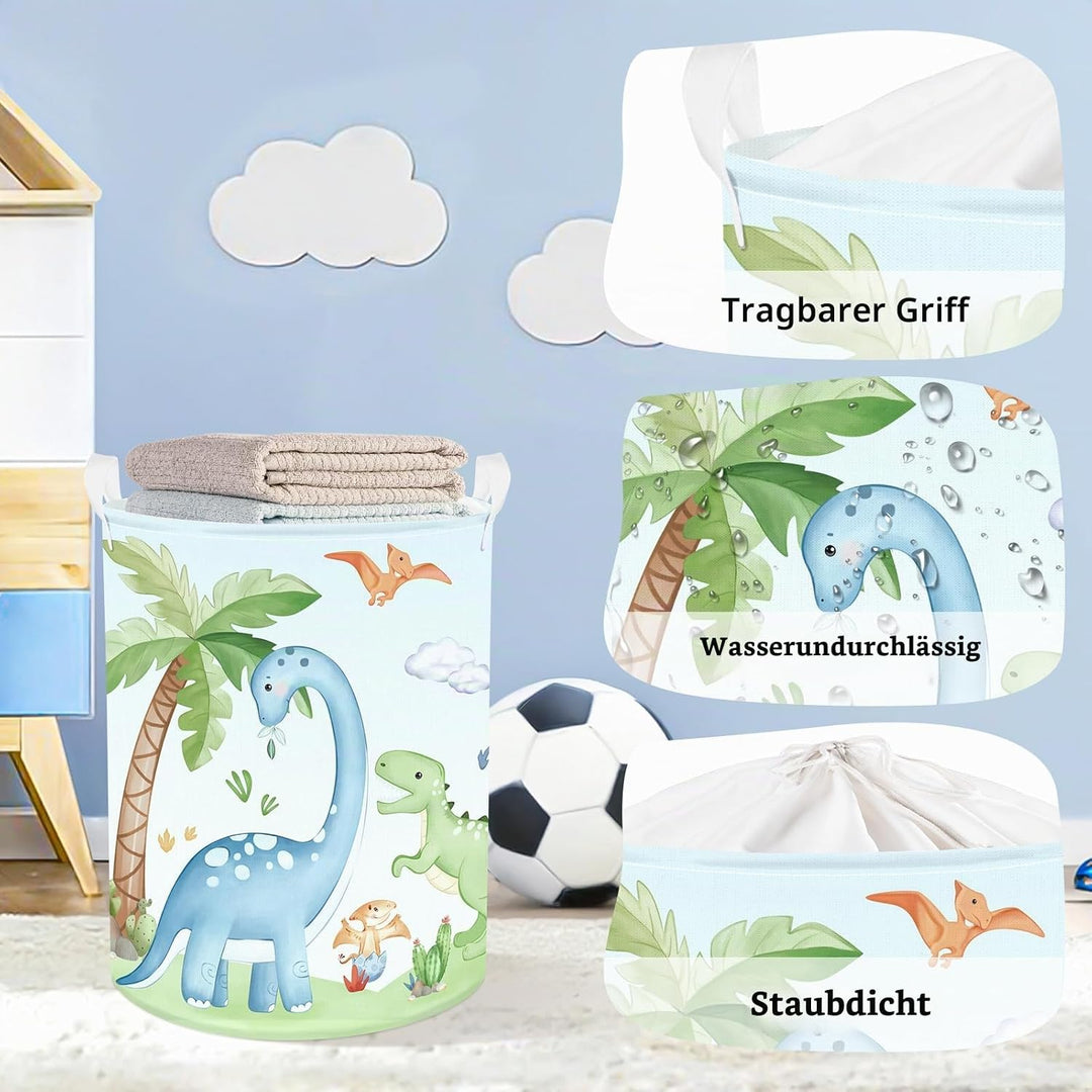 Dinosaurier Kinder Wäschekorb Faltbar für Jungen Mädchen Gross Kleidung Spielzeug Aufbewahrungskorb