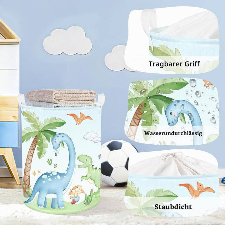 Dinosaurier Kinder Wäschekorb Faltbar für Jungen Mädchen Gross Kleidung Spielzeug Aufbewahrungskorb