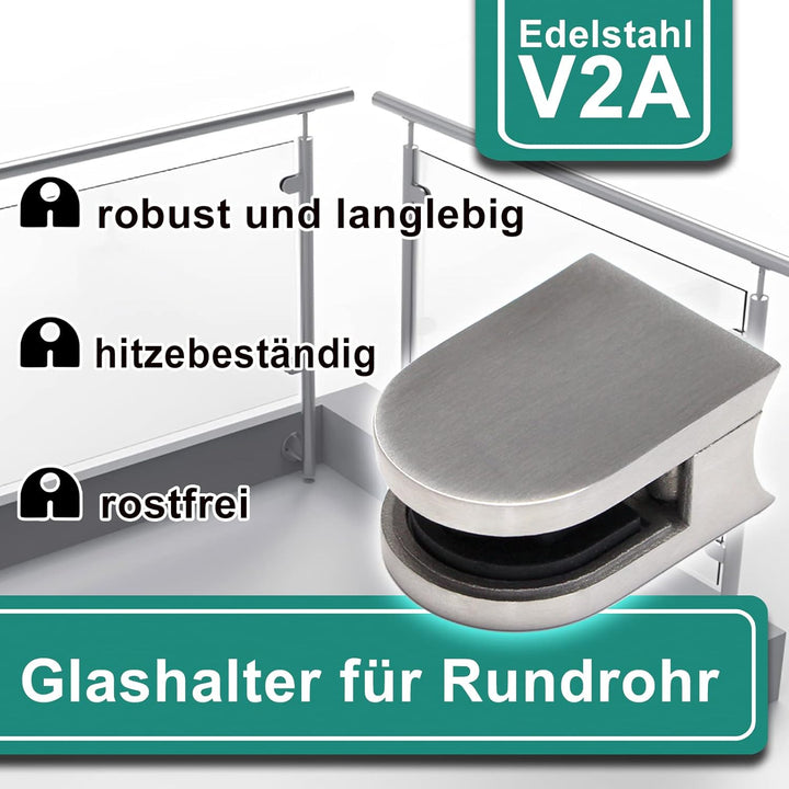 PRIOstahl Glashalter 4 Stück Glasklemmen Klemmhalter Glasplattenhalter 63 x 45 x 30 mm mit Sicherung