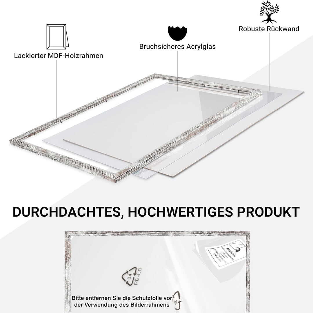 CABBEL 1x Bilderrahmen 50x70 cm Birke Rahmen 1-Pack | Dokumentenrahmen, Collage, Poster | MDF Holz-P