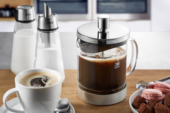 GEFU Kaffeebereiter DIEGO 600 ml | French Press aus Borosilikatglas &amp; Edelstahl | Für 5 Tassen Kaffe