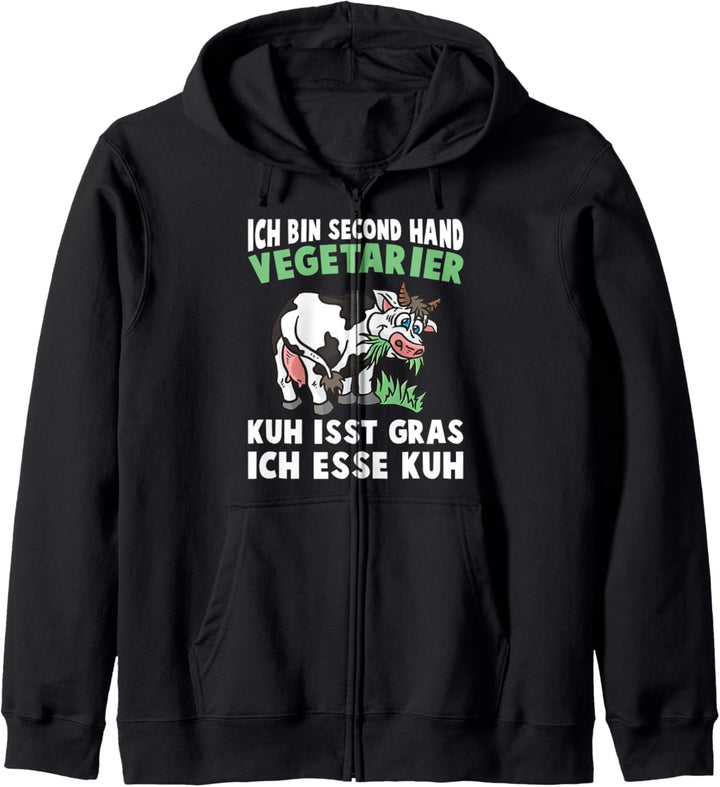 Second Hand Vegetarier Ich Esse Kuh Fleisch Steak Grill BBQ Kapuzenjacke
