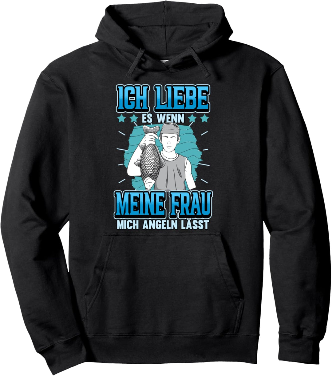 Angler Valentinstag Lustig Spruch Frau Fischen Geschenk Pullover Hoodie