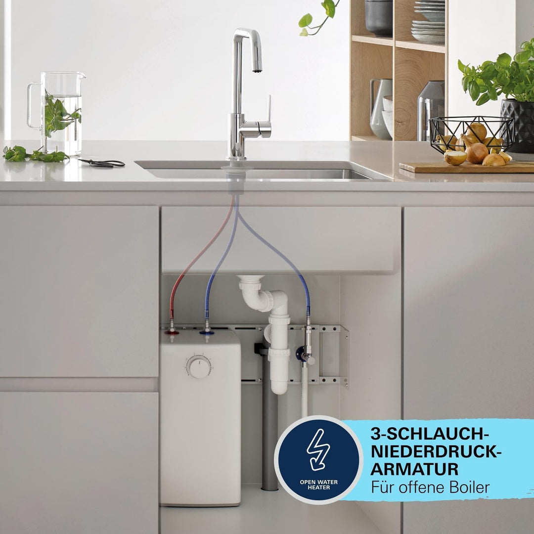 GROHE Start, Niederdruck Küchenarmatur 2 Strahlarten (Wasserhahn Küche für offene Warmwasserbereiter