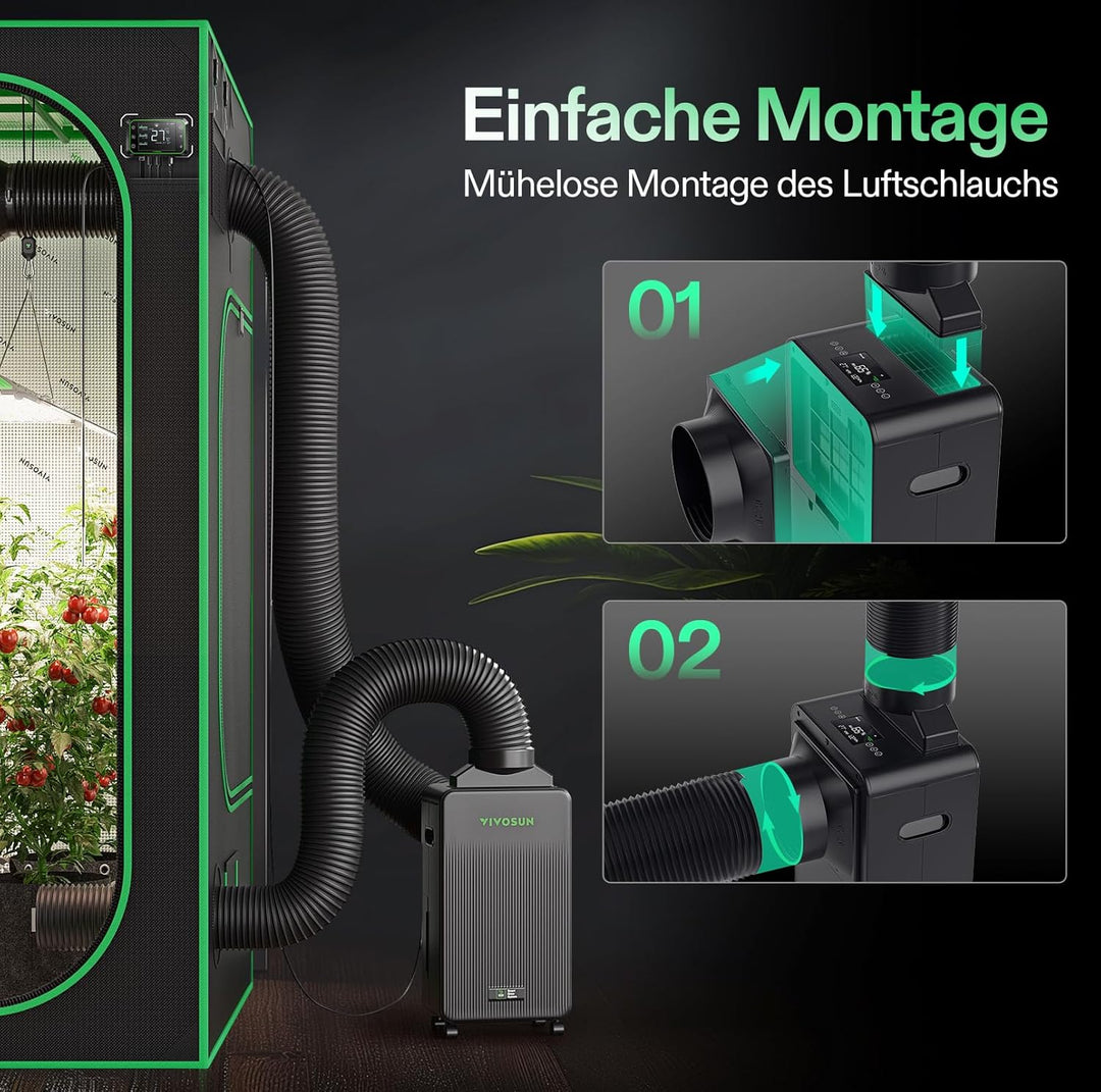 VIVOSUN AeroDrain D12 Luftentfeuchter Elektrisch 12L/Tag mit 2L Tank, Smart Dehumidifier mit Tempera
