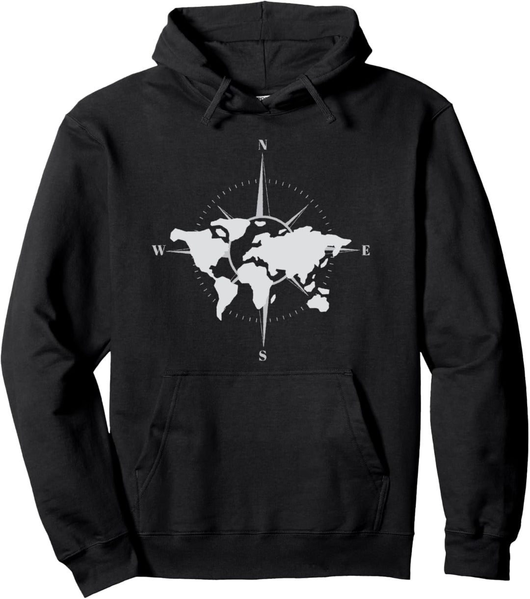 Abenteuerdesign mit einer Illustration einer Weltkarte. Pullover Hoodie