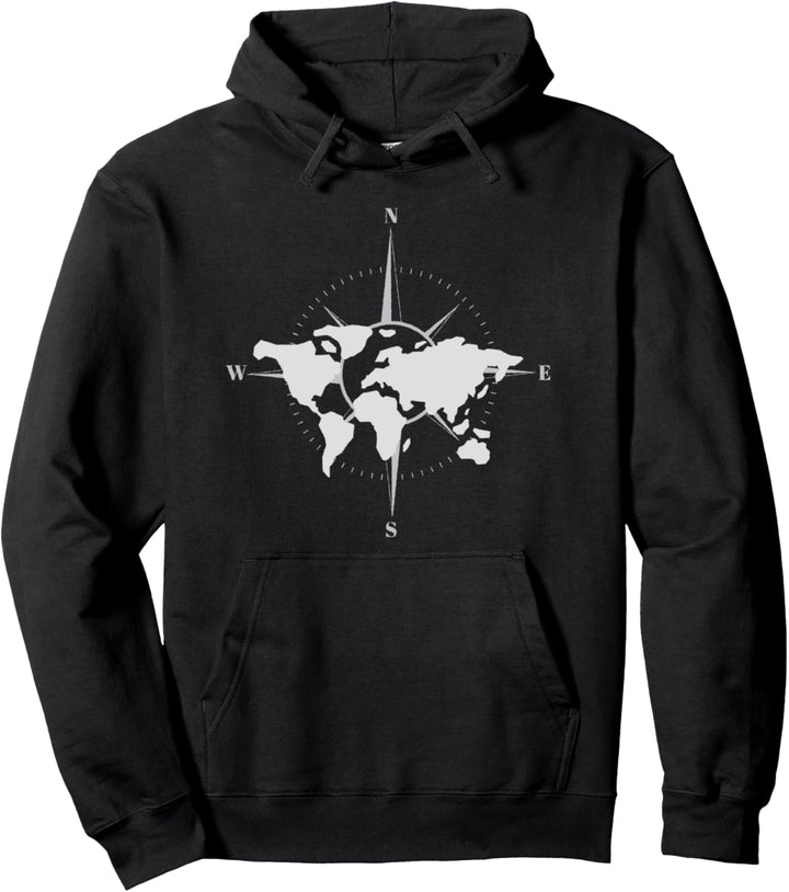 Abenteuerdesign mit einer Illustration einer Weltkarte. Pullover Hoodie