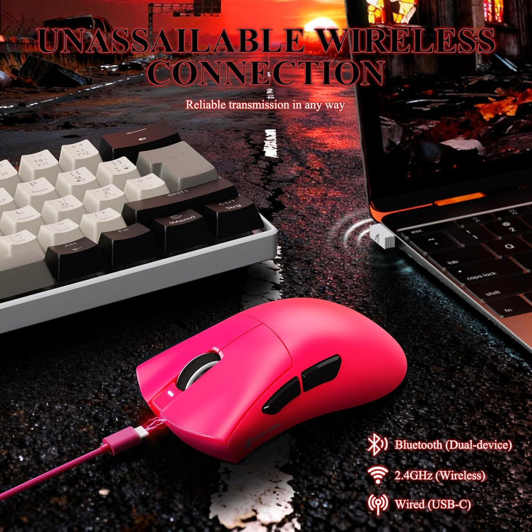 MAMBASNAKE x ATTACK SHARK V3PRO Kabellose Gaming-Maus mit Magnetischer Ladestation, PAW3311-Sensor,