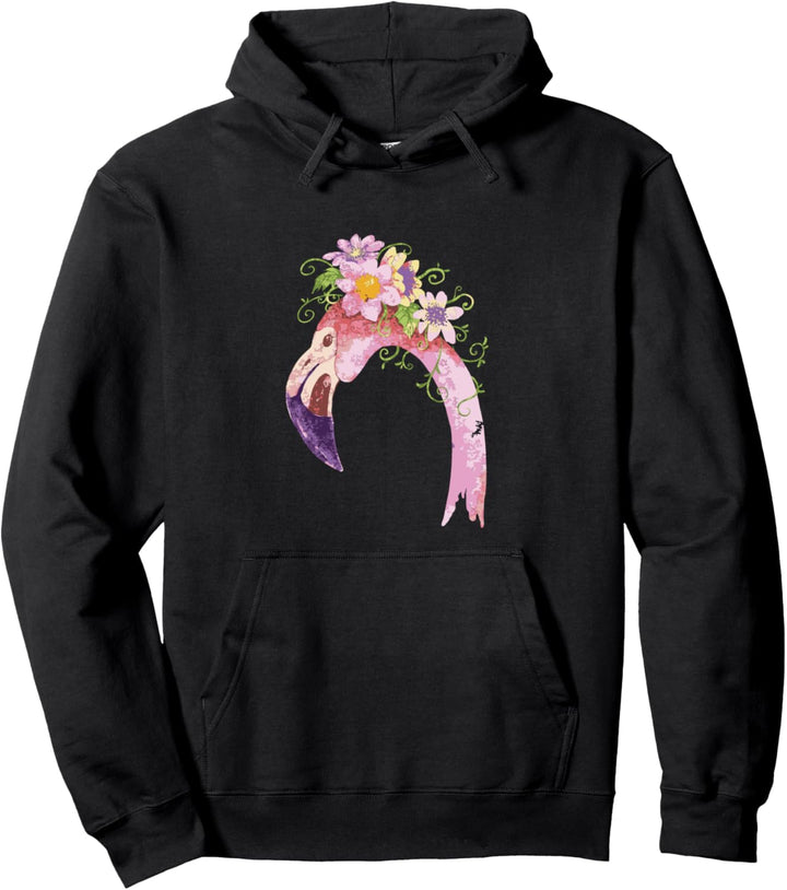 Flamingo und Blumen Pullover Hoodie