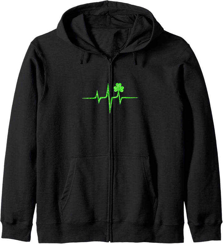 Herzschlag, irischer Klee, Kleeblatt, Irland, Puls, Symbol, Kapuzenjacke