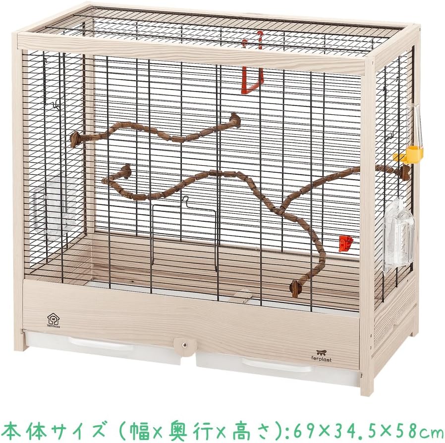 Ferplast Vogelkäfig Wellensittich Käfig Exotenkäfig, inkl. Vogelspielzeug, Vogel-Futternapf, Vogel-S