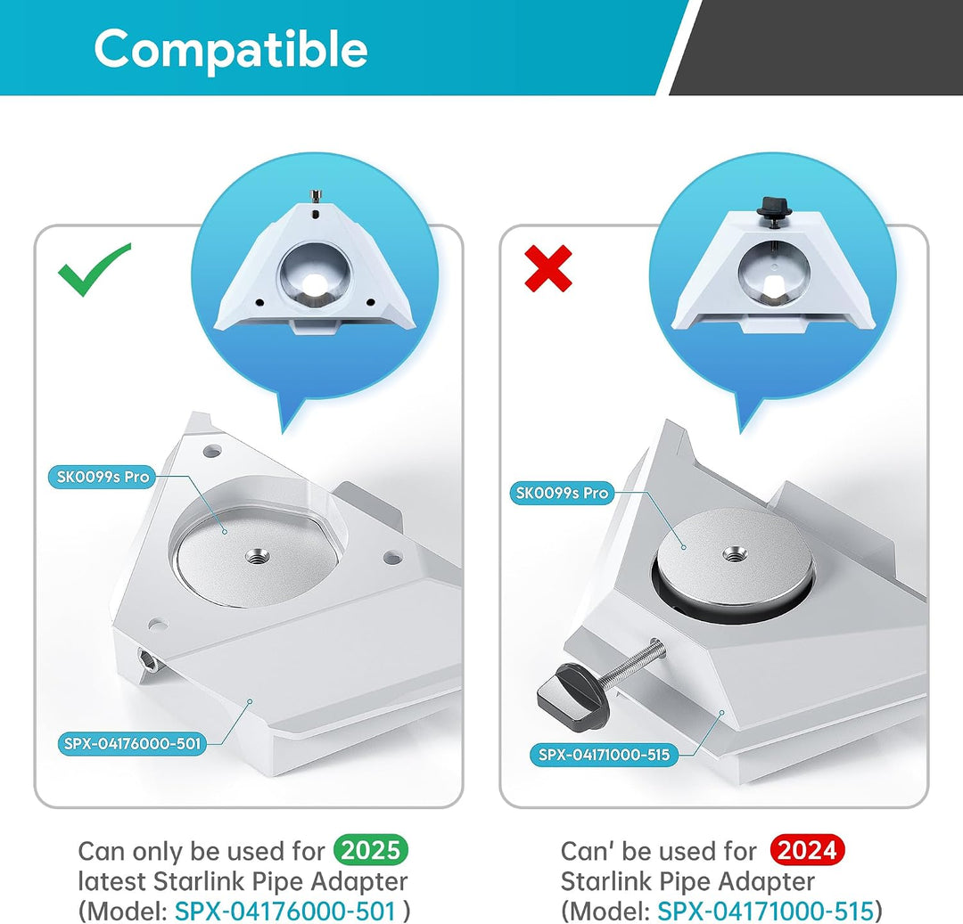 Starlink Mini Halterung Stativadapter für Starlink Mini &amp; Mini X | Aluminium Starlink Rohr Adapter,