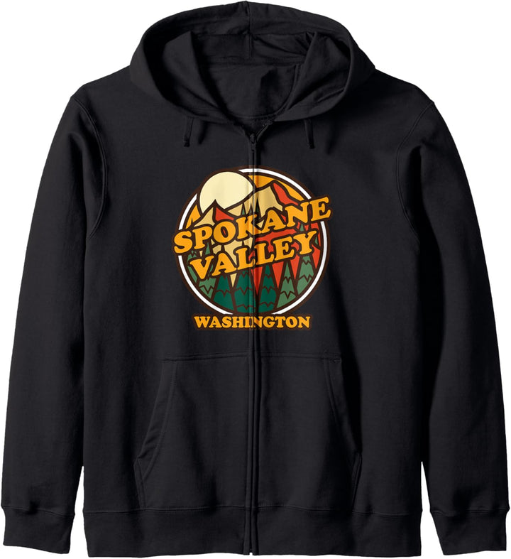 Vintage Spokane Valley, Washington Mountain Wandern Druck Kapuzenjacke