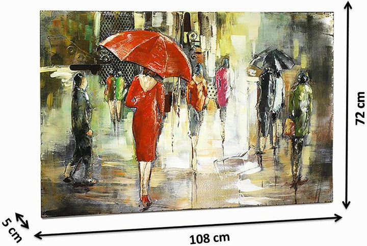 Kobolo Wandbild Wanddeko Metallbild 3D-Bild - Strassenmillieu - 108x72 cm